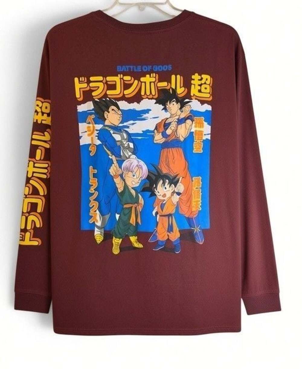 Dragon Ball Super Battle of Gods Long Sleeve T-Shirt Maroon Red Goku Vegeta
